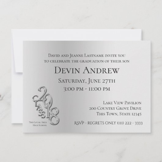 Zilver en zwart 2018 foto Afstuderen uitnodiging (Achterkant)