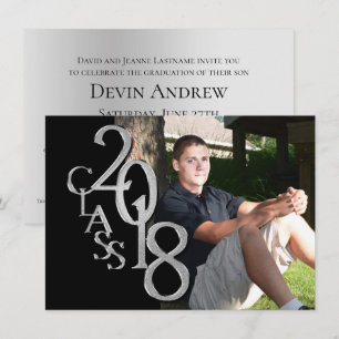 Zilver en zwart 2018 foto Afstuderen uitnodiging