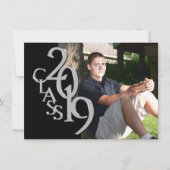 Zilver en zwart 2019 foto Afstuderen uitnodiging (Voorkant)