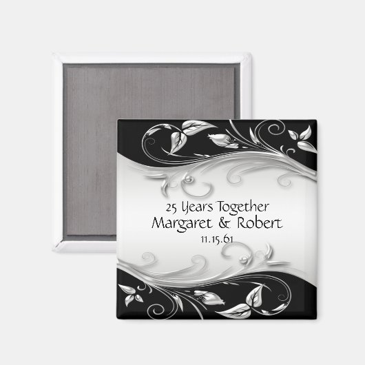 Zilver en zwart 25e Jubileum Magneet (Voorkant / Achterkant)