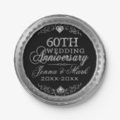 Zilver en zwart 60th Wedding Jubileum Papieren Bordje (Voorkant)