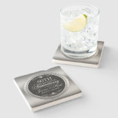 Zilver en zwart 60th Wedding Jubileum Stenen Onderzetter (Zijkant)