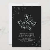 Zilver en zwart | 90e Foto van Birthday Party Kaart (Voorkant)