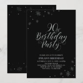 Zilver en zwart | 90e Foto van Birthday Party Kaart (Voorkant / Achterkant)