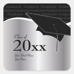 zilver en zwart Afstuderen Sticker