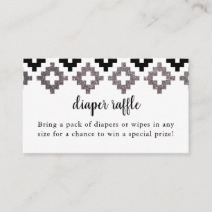 Zilver en zwart Boho Baby shower Luier Raffle Informatiekaartje