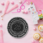 Zilver en zwart combinatie papieren bordje (Feest)