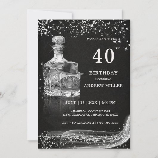 Zilver en Zwart Custom verjaardag voor Hem Kaart (Voorkant)