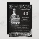 Zilver en Zwart Custom verjaardag voor Hem Kaart (Voorkant / Achterkant)