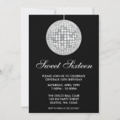 Zilver en Zwart Disco Ball Sweet Zestien Verjaarda Kaart (Voorkant)