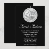 Zilver en Zwart Disco Ball Sweet Zestien Verjaarda Kaart (Voorkant / Achterkant)