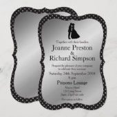 Zilver en zwart Eenvoudig Elegant Typography Weddi Kaart (Voorkant / Achterkant)