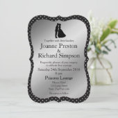 Zilver en zwart Eenvoudig Elegant Typography Weddi Kaart (Staand voorkant)