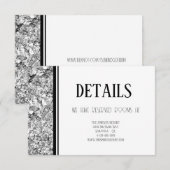 Zilver en Zwart Eenvoudige Tekst Bruiloft Informatiekaartje (Voorkant / Achterkant)