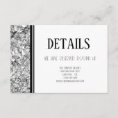 Zilver en Zwart Eenvoudige Tekst Bruiloft Informatiekaartje (Voorkant)