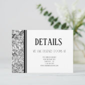 Zilver en Zwart Eenvoudige Tekst Bruiloft Informatiekaartje (Staand voorkant)