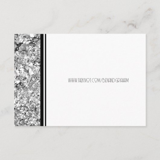 Zilver en Zwart Eenvoudige Tekst Bruiloft Informatiekaartje (Achterkant)