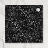 Zilver en Zwart Elegant Bloemen Bruiloft Dank u Bedankjes Labels (Achterkant)