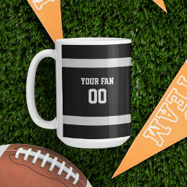 Zilver- en zwart Football team op maat Koffiemok