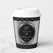 Zilver en zwart geometrische vormen- 25e papieren bekers (Achterkant)