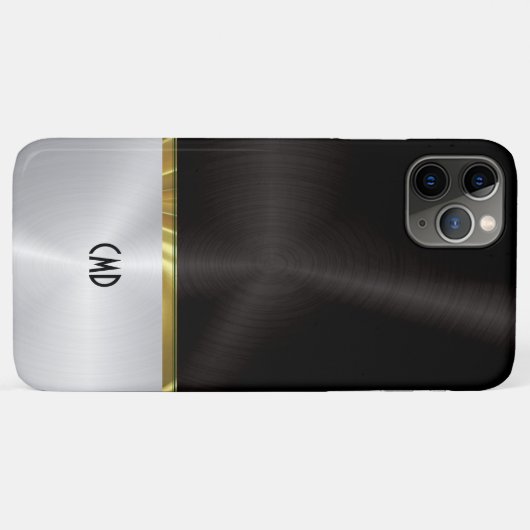 Zilver en zwart gepolijst metallic textuur Case-Mate iPhone case (Achterkant (horizontaal))