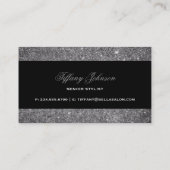 Zilver en zwart Glam Faux Glitter Visitekaartje (Achterkant)