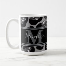 zilver en zwart glinsterend monogram gegersonalise