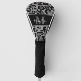 zilver en zwart glinsterend monogram gepersonalise golfheadcover