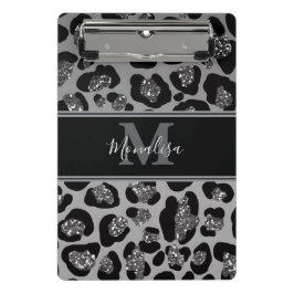 zilver en zwart glinsterend monogram gepersonalise mini klembord