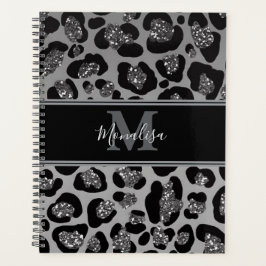 zilver en zwart glinsterend monogram gepersonalise planner
