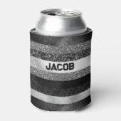 Zilver en zwart Glitter Blikjeskoeler (Blikje Voorkant)