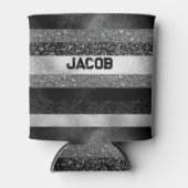 Zilver en zwart Glitter Blikjeskoeler (Voorkant)