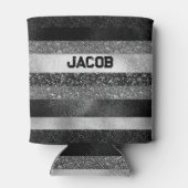 Zilver en zwart Glitter Blikjeskoeler (Achterkant)