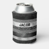 Zilver en zwart Glitter Blikjeskoeler (Blikje Achterkant)