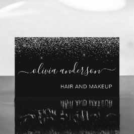 Zilver en zwart Glitter Hair Makeup Salon Visitekaartje
