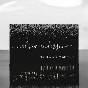 Zilver en zwart Glitter Hair Makeup Salon Visitekaartje