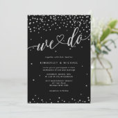Zilver en Zwart Glitter Sparkle We Do Wedding Kaart (Staand voorkant)