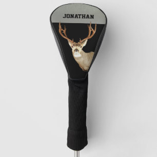 Zilver en zwart herten jacht Monogram Stag Naam Golfheadcover