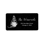 Zilver en zwart kerstcadeau etiket (Voorkant)