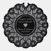 Zilver en zwart Mandala bruiloft Jubileum Ornament Kaart (Achterkant)