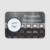 Zilver en Zwart Metallic met uw Logo Naamplaatje (Voorkant)