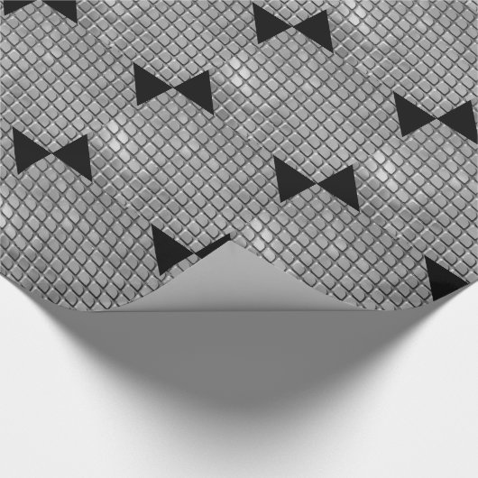 Zilver en Zwart Metallic Patroon Inpakpapier (Hoek)