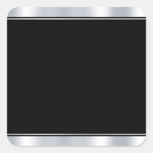 Zilver en zwart moderne elegante lege sjabloon vierkante sticker