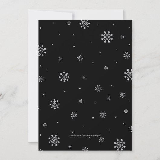 Zilver en zwart | Moderne Snowflakes Holiday Kaart (Achterkant)