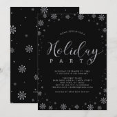 Zilver en zwart | Moderne Snowflakes Holiday Kaart (Voorkant / Achterkant)