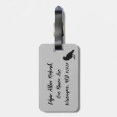 Zilver en zwart, persoonlijk Bagagelabel | Raven (Achterkant verticaal)