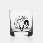 Zilver en Zwart Ram de Zodiac Whisky Glas (Achterkant)
