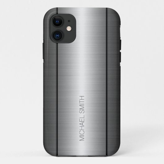 Zilver en zwart roestvrij staal metaal Case-Mate iPhone case (Achterkant)