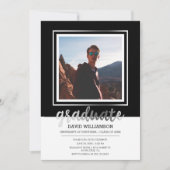 Zilver- en zwart script | Foto Lijst Afstuderen Kaart (Voorkant)