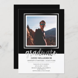 Zilver- en zwart script | Foto Lijst Afstuderen Kaart